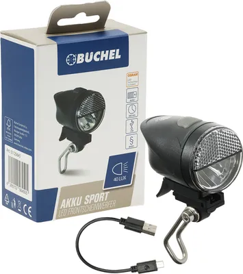 Produktbild von LED Scheinwerfer Batterie 40 Lux Akku Sport STVZO USB Ladebuchse