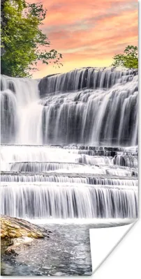 Produktbild von MuchoWow® Poster Wasserfall - Wasser - Steine - Pflanzen - Natur 20x40 cm - Plakat - Foto