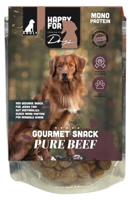 Produktbild von HAPPY FOR GOURMET SNACK PURE BEEF mit Schweizer Rind 150g