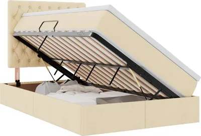 Obrázek produktu pro Postel s úložným prostorem a matrací Krémová 120 x 200 cm