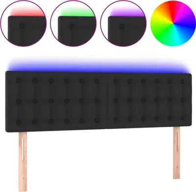 Obrázek produktu pro vidaXL LED čelo postele černé 144x5x78/88 cm Imitace kůže