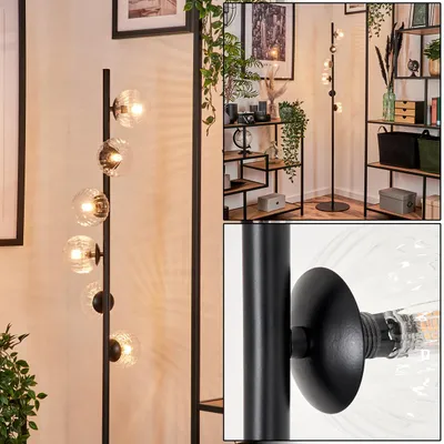 Produktbild von Garaguso Stehlampe aus Metall/Riffelglas in Schwarz/Klar