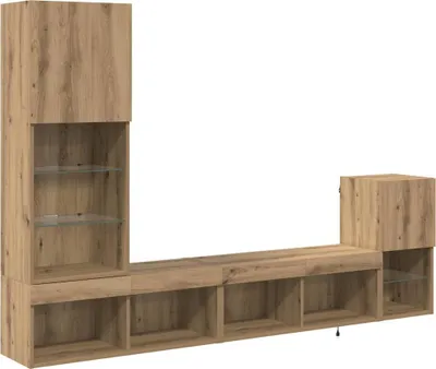 Obrázok produktu pre vidaXL TV nástenné skrinky 4 ks Artisan dub materiál na báze dreva