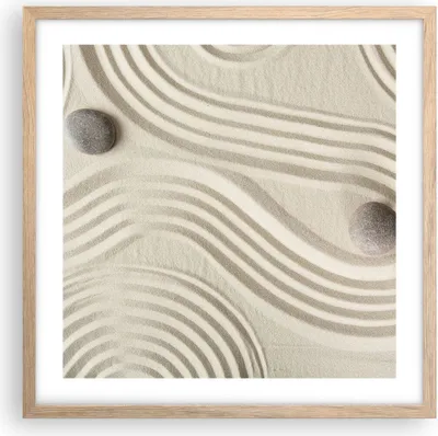 Produktbild von Gerahmtes Poster - Rahmen in heller Eiche - Steine Figuren Sand - 50x50 cm - Wand Bild - Wanddeko - Wandbilder - Kunstposter - Wandposter - Bilderrahmen - Bilder - Kunstdruck - P2NAC50x50-5127