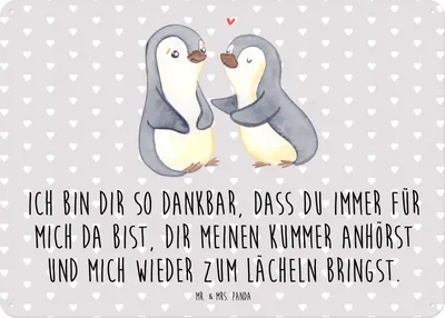Produktbild von Mr. & Mrs. Panda tafel Pinguine trösten DIN A5 - Grau Pastell - Geschenk, Schild, Retro Blechschild, Freundin, Hochzeitstag, Mitbringsel, Jahrestag, Wandbild, für Frauen
