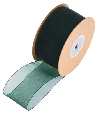 Organza-Band, 3,8 cm x 22 m, dunkelgrün, 1 Rolle