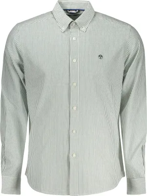 Produktbild von Langarmshirt Weiß Grün Gestreift Herren - Eleganter Button-Down-Stil