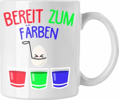 Produktbild von Trendation - Tasse Ostern Ostergeschenke Kinder Geschenke Lustige Grafik Osterhase Osterei Frohe Ostern Eier Färben (Weiß)