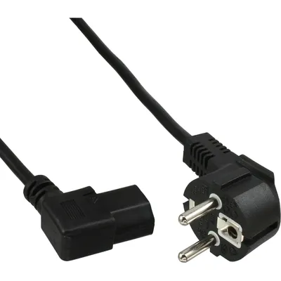 Produktbild von InLine® Netzkabel, Schutzk. gew. / Kaltgerätest. C13 links abgew., 3m