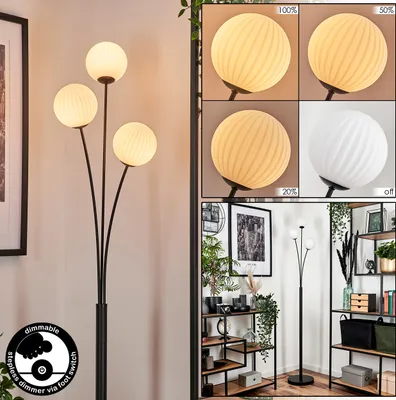 Produktbild von Lerici Stehlampe aus Metall/Riffelglas in Schwarz/Weiß