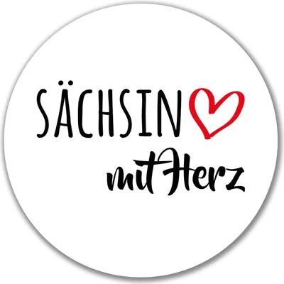 Produktbild von Huuraa Aufkleber Sächsin mit Herz 10cm rund Sticker Geschenkidee