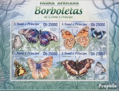 Produktbild von Briefmarken Sao Tome e Principe 2013 Mi 5070-5073 Kleinbogen (kompl. Ausgabe) postfrisch Schmetterlinge