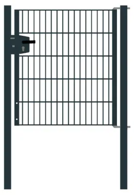 Produktbild von Drahtgittertor 1-flügelig, Durchgangslichte: 95 cm, Gesamtbreite inkl. Pfosten: 107 cm - Ausführung: anthrazit beschichtet, Höhe: 103 cm