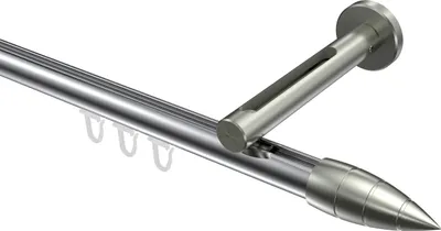 Produktbild von Interdeco Innenlaufstange / Gardinenstange mit Innenlauf Chrom / Edelstahl-Optik, Typ Siteno Samanto (Rillenpatrone), 20 mm Ø 1-läufig, 320 cm