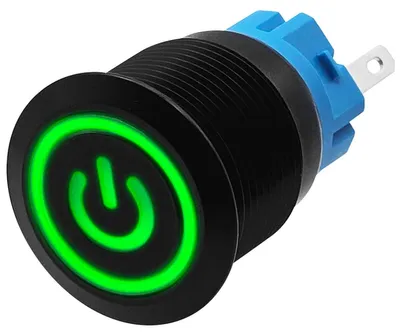 Produktbild von ProRide Metall-Impulsschalter 19 mm - 12/24 V - Grüne LED - Momentanschalter