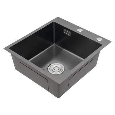 Produktbild von Schwarz  Edelstahlspüle Küchenspüle  mit Abflussrohr max 50kg Spülbecken Wohnungen, Restaurants, Waschküchen