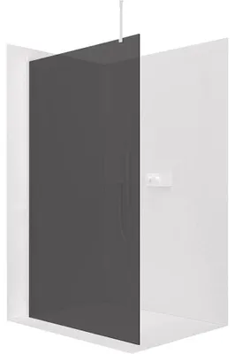 Obrázek produktu pro Sprchová zástěna Walk-in Onyx Top Round L/P - 8 mm - kulatá vzpěra - bílá matná, grafitové sklo - 50x200 cm