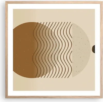 Produktbild von Gerahmtes Poster - Rahmen in heller Eiche - Abstraktion Geometrie Minimalismus - 60x60 cm - Wand Bild - Wanddeko - Wandbilder - Kunstposter - Wandposter - Bilderrahmen - Bilder - P2NAC60x60-5043