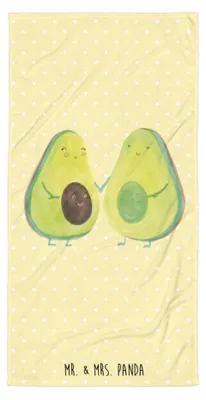Produktbild von Mr. & Mrs. Panda Duschhandtuch Avocado Pärchen - Gelb Pastell - Geschenk, Handtuch, Strandtuch, Großes Badehandtuch, Avocados, Duschtuch, Badelaken, Liebe, Familie