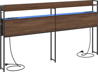 Image de Tête de lit avec rangements vidaXL, aspect chêne brun, aggloméré