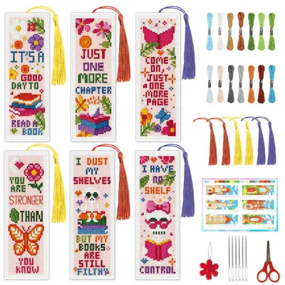 Kreuzstich-Lesezeichen-Set, 6 Stück, 7,6x21,7 cm, DIY