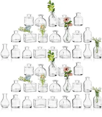 Immagine prodotto di Piccoli vasi di vetro trasparenti per decorazioni nuziali: 42 bellissimi vasi di vetro trasparenti per decorazioni di matrimonio, feste, tavole – semplici vasi per fiori, piccoli vasi per matrimoni e compleanni