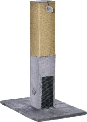 Produktbild von PawHut Kratzstamm, 79cm Kratzsäule mit Fellbürsten, Jute-Katzenkratzbaum mit Spielball, Kratzbaum für Katzen unter 4,5 kg, Katzen Kratzmöbel, Indoor, Grau