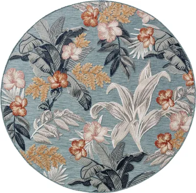 Produktbild von benuta In- & Outdoor Teppich Flora Multicolor ø 200 cm rund Teppich Wohnzimmer Outdoorteppich Muster Kurzflor
