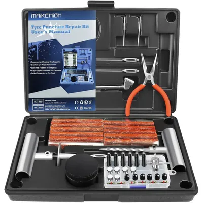 Obrázok produktu pre Sada na opravu pneumatík, 88-dielna, pre automobily, motocykle, nákladné vozidlá, terénne vozidlá, traktory, čierna