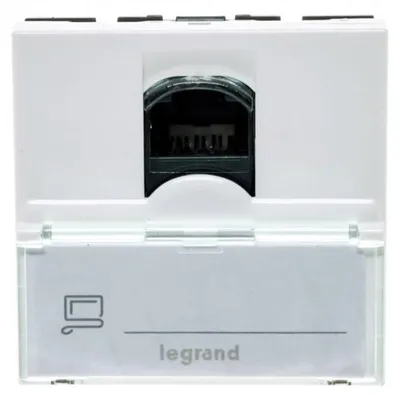 Produktbild von MOSAIC Einzel-Computerbuchse RJ45 Kat. 6 UTP mit Beschriftungsfeld weiß 076564