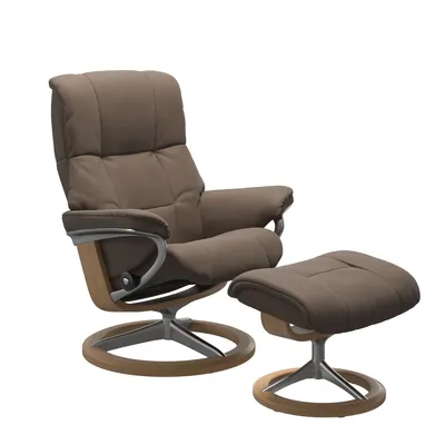 Produktbild von Stressless® Relaxsessel Mayfair M Signature, mit Hocker, Leder Batick mole, Holz eichefarben gebeizt, Qualitätsmöbel aus Norwegen