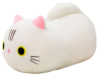 Produktbild von Plüsch-Maskottchen Kuscheltier Katze mit langem Schwanz weiß 40 cm