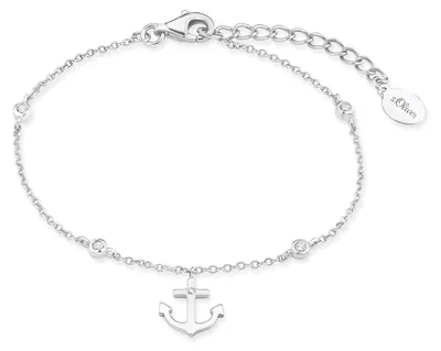 Produktbild von s.Oliver SO PURE Armband für Damen mit Anker Anhänger, Zirkonia / 925 Sterling S
