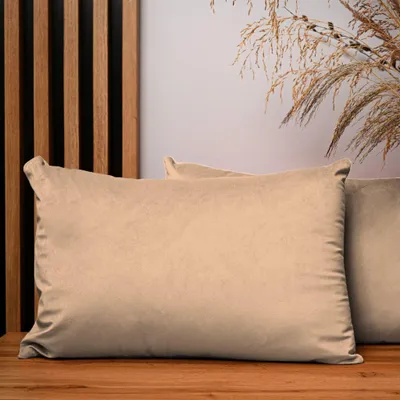 Obrázok produktu pre MG Design, dvojica vankúšových poťahov, 40 x 60 cm, svetlohnedá farba – so zipsom, jemná a mäkká s jemným leskom, ľahká údržba a dlhá životnosť