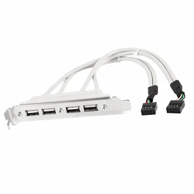 Produktbild von P89 30 cm Dual USB 9-Pin auf Slotblech Adapter – 4× USB 2.0 Hub für PC Mainboard