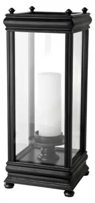 Produktbild von Casa Padrino Luxus Windlicht Kerzenleuchter aus Aluminium und Glas in Anthrazit 21 x 21 x H. 52 cm
