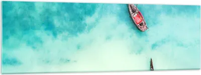 Produktbild von Bilder auf glas - Insel Boot Schiff Ozean - 160x50cm - Glasbilder - Wandbilder - Kunstdruck - zum Aufhängen bereit - Wanddekoration aus Glas - Glas Bilder - Wandbild auf Glas - GAB160x50-2923