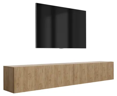 Obrázek produktu pro Skříňka pod televizi (2 × 100 cm), rýhované čela, dub Craft, 200 × 32 × 33,6 cm