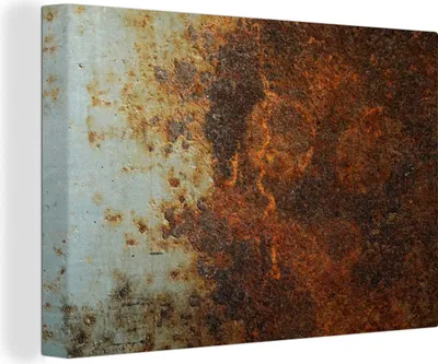 Produktbild von OneMillionCanvasses® - Leinwandbilder - 150x100 cm, Bleche - Eisen - Rost, Wandbilder Kunstdruck Wanddekoration - Foto auf Leinwand - Gemälde auf Holzrahmen