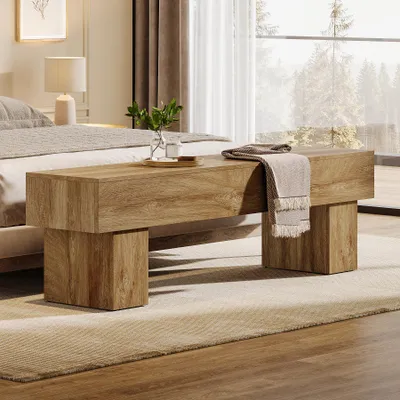Immagine prodotto di Tribesigns panca da corridoio lunga 160 cm, panca da letto rustica, panca per scarpe in legno per corridoio, soggiorno, fine letto, marrone chiaro