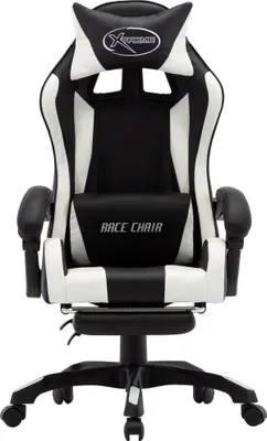 Produktbild von vidaXL Gaming-Stuhl mit Fußstütze Weiß und Schwarz Kunstleder
