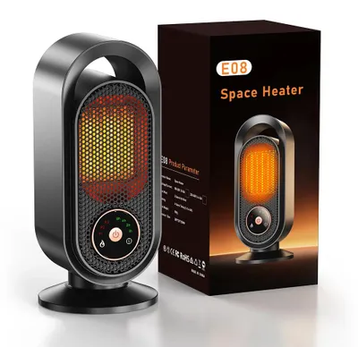Produktbild von Tragbare Heizung - Mini Elektro Heizlüfter - 1000 W, Tischgerät, Kippschutz, leise, Raumheizer, EU-Stecker - schwarz
