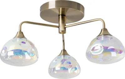 Produktbild von Näve Leuchten 3er LED Deckenleuchte "VARNA" L/B: 42cm 3er LED Deckenleuchte "VARNA" L/B: 42cm Deckenleuchten - 3er LED Deckenleuchte "VARNA" L/B: 42cm, Deckenlampe im Vintage Style, aus Metall und Glas in messing, 19,5 cm hoch, Ø 42 cm, inkl. LED
