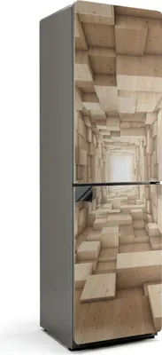 Produktbild von Holzblockkonstruktion – Magnetische Kühlschrank Abdeckung – Dekorfolie magnetisch Küche – Kühlschrank Magnet Deko – selbstklebende Magnettafel – Magnetfolie für Kühlschranktür – 60x205 cm