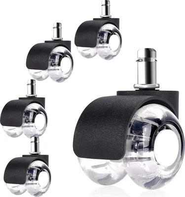 Produktbild von Topchances Bürostuhl Rollen 5er Set, Rollen für Bürostühle 11mm x 22 mm, Bürostuhl-Räder Ersatzrollen für Hartböden und Teppich, Ideal für Bürostühle und Drehstühle