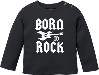 Produktbild von Baby Langarmshirt Babyshirt Born to Rock Hardrock Heavy Metal Jungen Mädchen Shirt Moonworks® schwarz 56/62 (1-3 Monate)