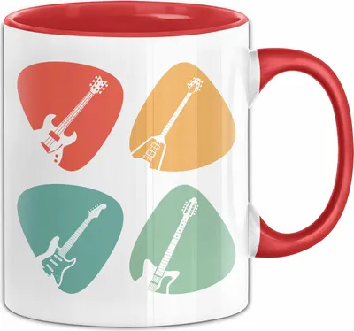 Produktbild von Gitarren Tasse-Geschenk für Gitarristen Retro Vintage Geschenkidee Gitarrist (Rot)