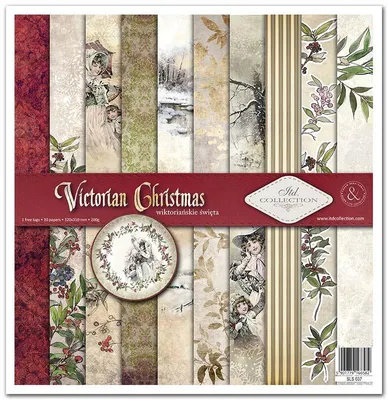 Produktbild von ITD COLLECTION Setz von 11Stk 30x30cm Scrapbooking Papier - Victorian Christmas