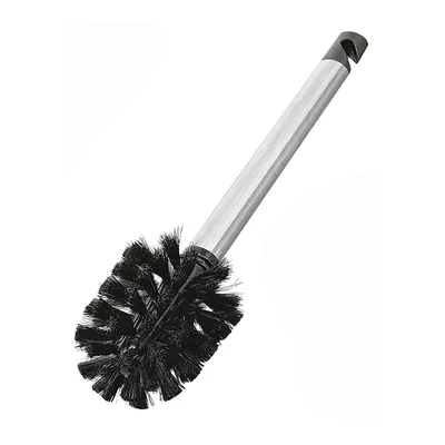Immagine prodotto di Bürstenmann 772 4 Spazzola per lavare i piatti in vetro, con manico in acciaio inox e crine di cavallo, 29 cm, argento/nero