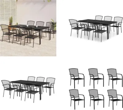 Produktbild von vidaXL 7 tlg. Garten Essgruppe Anthrazit Stahl - Garten Essgruppe - Garten Essgruppen - Essgruppe - Essgruppe Terrasse